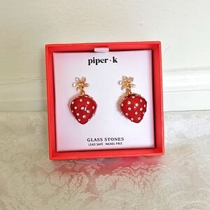 Piper-K Red Strawberry Earrings- Brand New In Box!